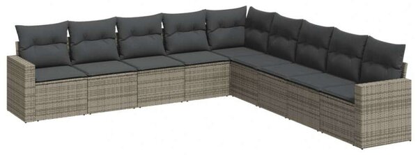 VidaXL Polyrattan Kerti Ülőgarnitúra - 9 részes - Szürke