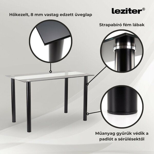 Denton 4+1 Étkezőgarnitúra - Szürke Textilbőr Székek, Füstszürke Üvegasztal