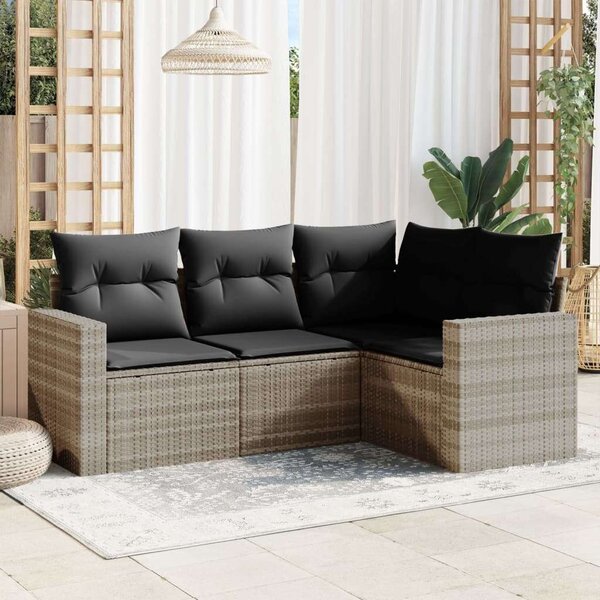 VidaXL Polyrattan Kerti Ülőgarnitúra - 4 részes - Világosszürke