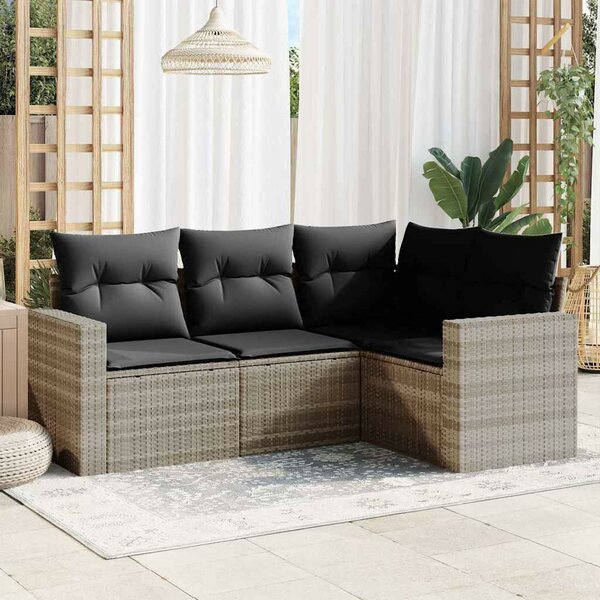 VidaXL Polyrattan Kerti Ülőgarnitúra - 4 részes - Világosszürke