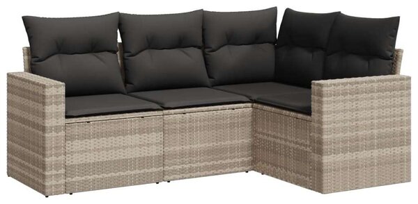 VidaXL Polyrattan Kerti Ülőgarnitúra - 4 részes - Világosszürke
