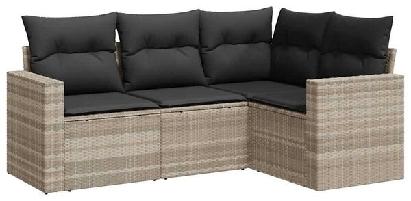 VidaXL Polyrattan Kerti Ülőgarnitúra - 4 részes - Világosszürke