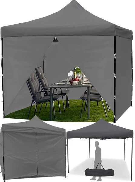 MalTec Sunwaal Pavilon - 3x3m, Szürke, 4 Fal, Vízálló