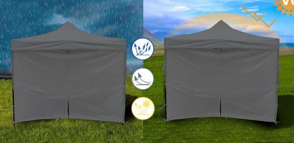 MalTec Sunwaal Pavilon - 3x3m, Szürke, 4 Fal, Vízálló