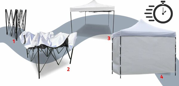 MalTec Sunwaal Pavilon - 3x3m, Fehér, 4 Oldalfal, Vízálló