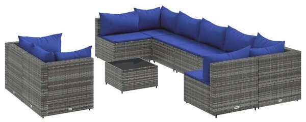 VidaXL Polyrattan Kerti Ülőgarnitúra - 10 részes - Szürke
