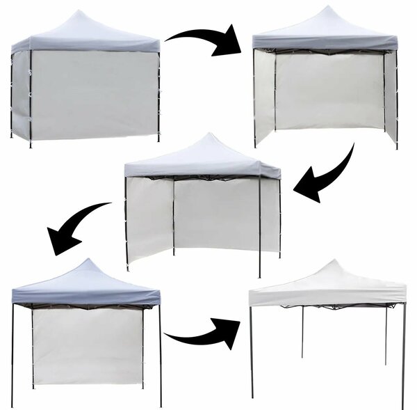 MalTec Sunwaal Pavilon - 3x3m, Fehér, 4 Oldalfal, Vízálló