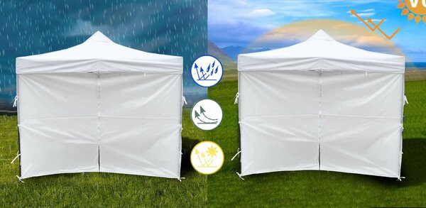 MalTec Sunwaal Pavilon - 3x3m, Fehér, 4 Oldalfal, Vízálló