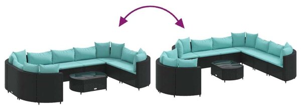 VidaXL Polyrattan Kerti Ülőgarnitúra - 10 részes - Fekete