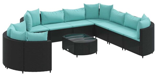 VidaXL Polyrattan Kerti Ülőgarnitúra - 10 részes - Fekete