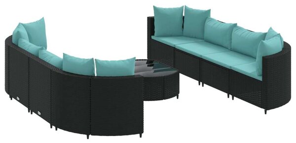VidaXL Polyrattan Kerti Ülőgarnitúra - 9 részes - Fekete