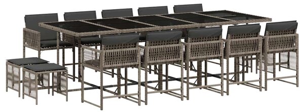 VidaXL Kerti Étkezőgarnitúra - Polyrattan - 15 részes - Szürke