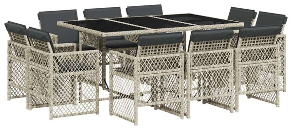 VidaXL 11 részes világosszürke polyrattan kerti ülőgarnitúra párnákkal
