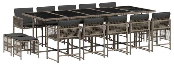 VidaXL Kerti Étkezőgarnitúra - Polyrattan - 15 részes - Szürke