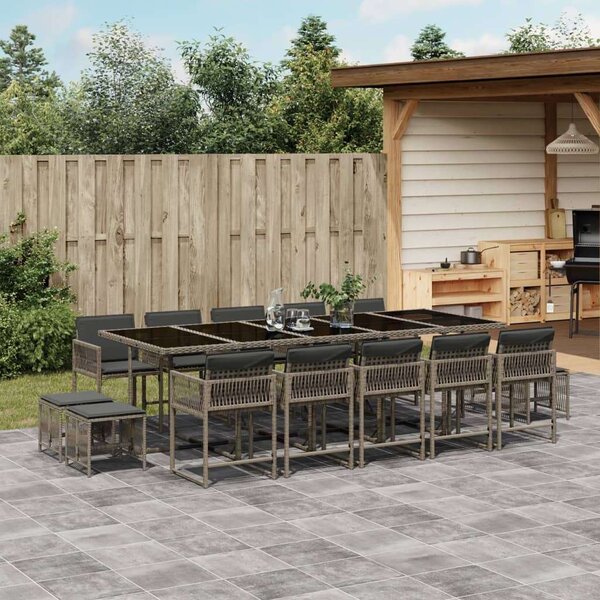 VidaXL Kerti Étkezőgarnitúra - Polyrattan - 15 részes - Szürke