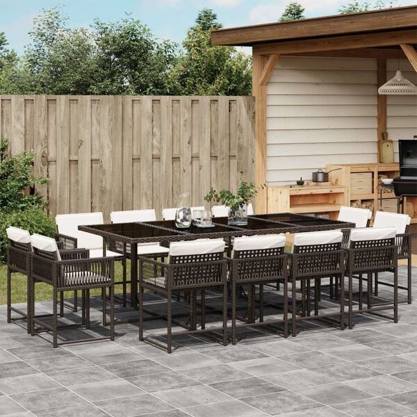 VidaXL 13 részes barna polyrattan kerti ülőgarnitúra párnákkal