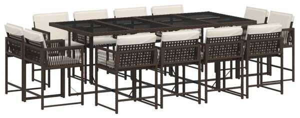 VidaXL 13 részes barna polyrattan kerti ülőgarnitúra párnákkal