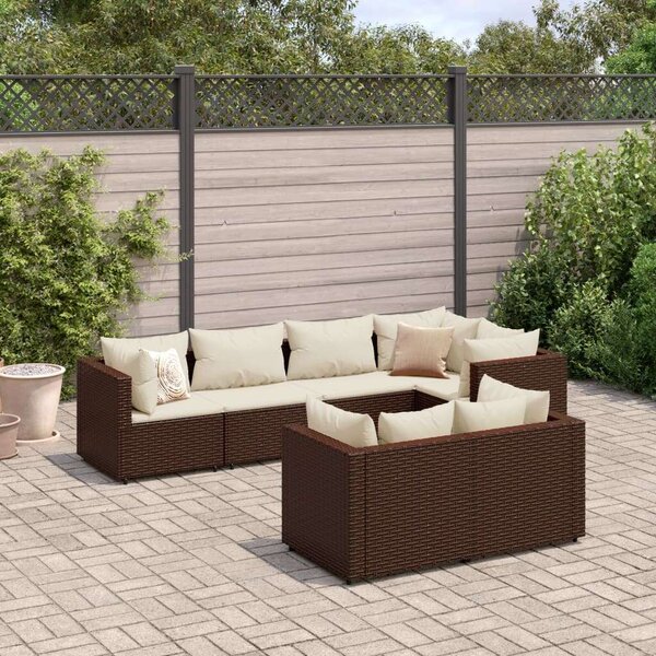 VidaXL Polyrattan Kerti Ülőgarnitúra - 7 részes - Barna
