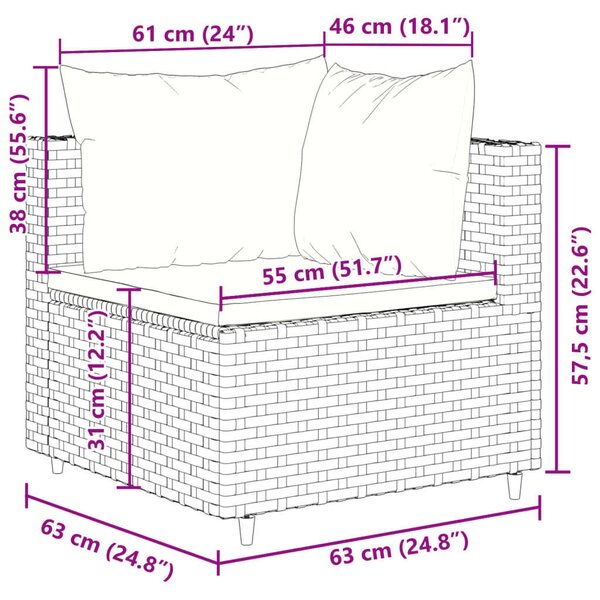 VidaXL Polyrattan Kerti Ülőgarnitúra - 7 részes - Barna