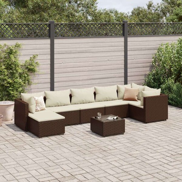 VidaXL 8 részes barna polyrattan kerti ülőgarnitúra párnákkal