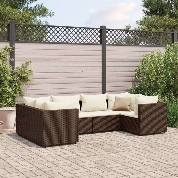 Polyrattan Kerti Ülőgarnitúra - 6 részes - Barna