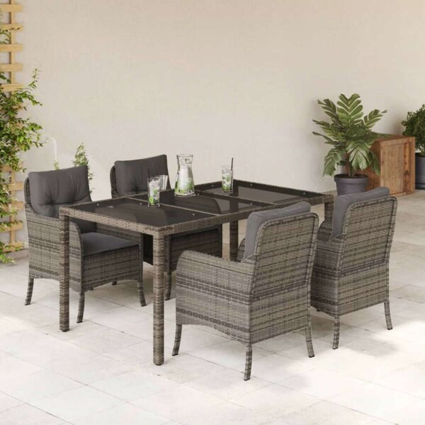 VidaXL Polyrattan Kerti Étkezőgarnitúra - 5 részes, Szürke