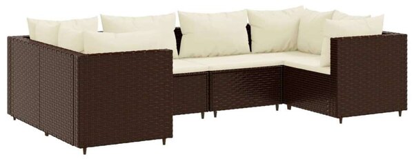 Polyrattan Kerti Ülőgarnitúra - 6 részes - Barna