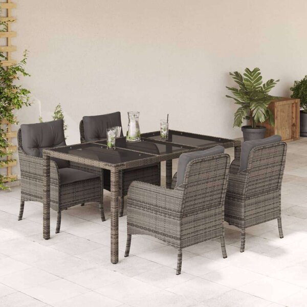 VidaXL Polyrattan Kerti Étkezőgarnitúra - 5 részes, Szürke