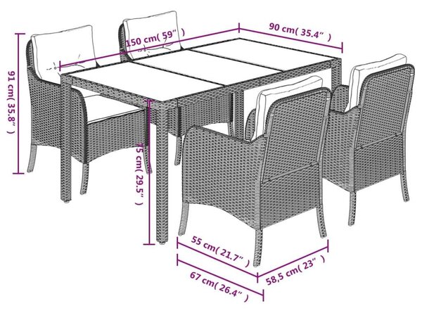 VidaXL Polyrattan Kerti Étkezőgarnitúra - 5 részes, Szürke
