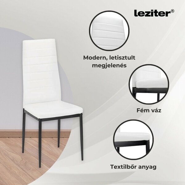 Leziter Mateo 4+1 étkező garnitúra fehér-fekete