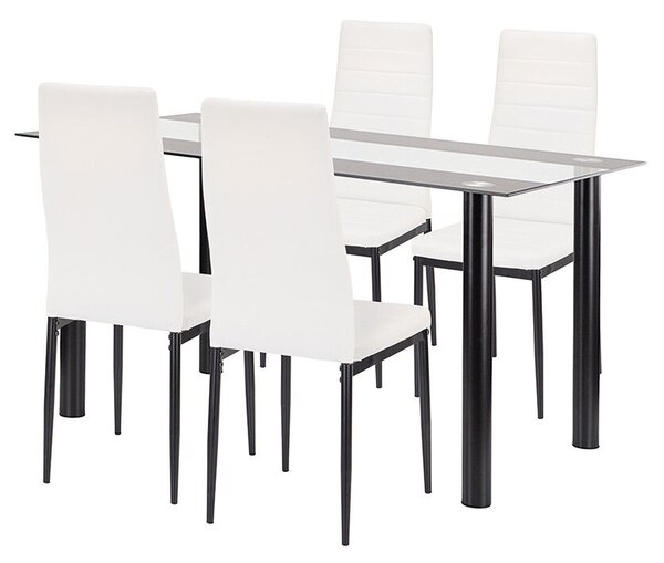 Leziter Denton 4+1 étkező garnitúra fehér-fekete