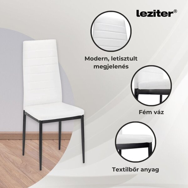 Leziter Denton 4+1 étkező garnitúra fehér-fekete