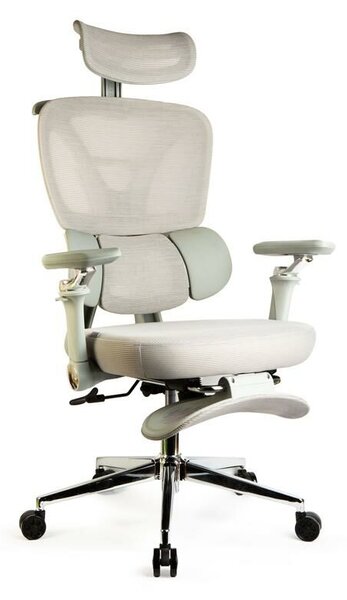 Bewello Bemeda Irodai forgószék - karfával - szürke - 50 x 57 / 48 x 52 cm modern design, Prémium karfás lábtartóval és fejtámlával, bmd1122