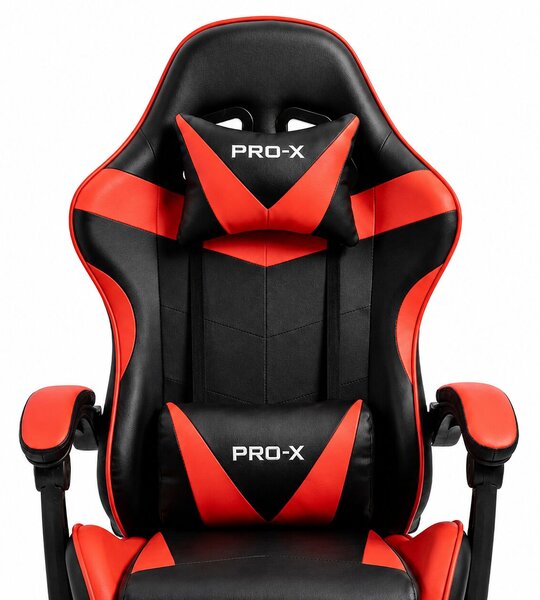 GOBORELAX Gamer szék masszázs funkció, lábtartó - fekete-piros