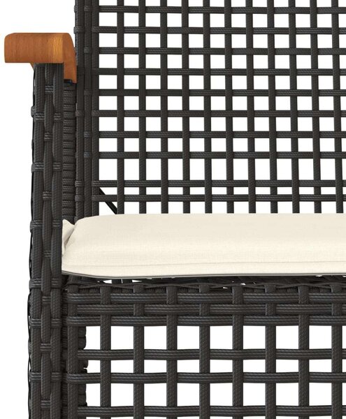 VidaXL 7 részes fekete polyrattan kerti étkezőgarnitúra párnával