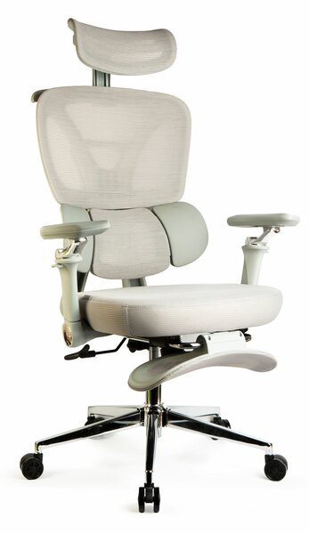 Bewello Bemeda Irodai forgószék - karfával - szürke - 50 x 57 / 48 x 52 cm modern design, Prémium karfás lábtartóval és fejtámlával, bmd1122
