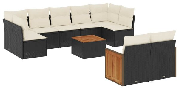 VidaXL Polyrattan Kerti Ülőgarnitúra - 10 részes - Fekete