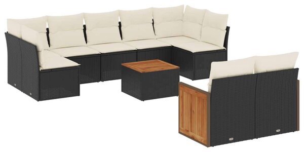VidaXL Polyrattan Kerti Ülőgarnitúra - 10 részes - Fekete