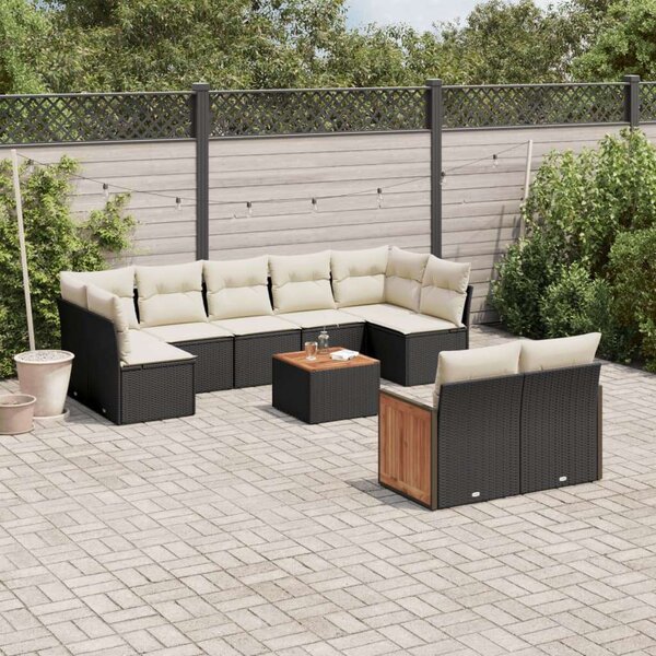 VidaXL Polyrattan Kerti Ülőgarnitúra - 10 részes - Fekete