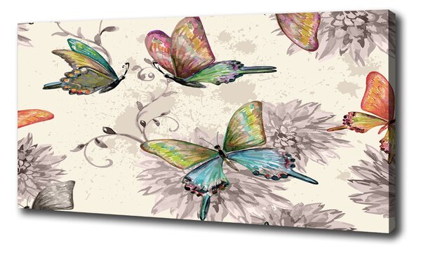 Vászonkép Pillangók és virágok