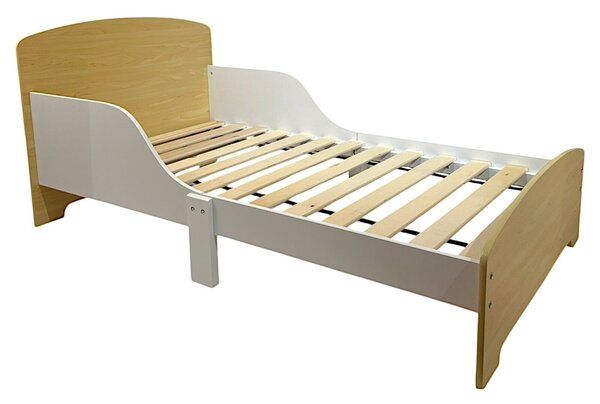 GINGER HOME Fa Gyerekágy Leesésgátlóval és Ágyráccsal – Montessori Gyerekágy 140x70 cm Gyerekeknek