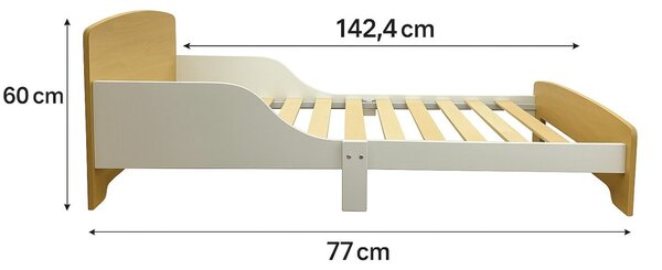 GINGER HOME Fa Gyerekágy Leesésgátlóval és Ágyráccsal – Montessori Gyerekágy 140x70 cm Gyerekeknek