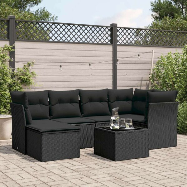 VidaXL Polyrattan Kerti Ülőgarnitúra - 7 részes - Fekete