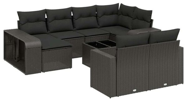 VidaXL Polyrattan Kerti Ülőgarnitúra - 11 részes - Fekete
