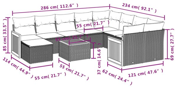 VidaXL Polyrattan Kerti Ülőgarnitúra - 11 részes - Bézs