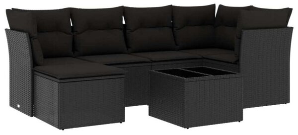 VidaXL Polyrattan Kerti Ülőgarnitúra - 7 részes - Fekete