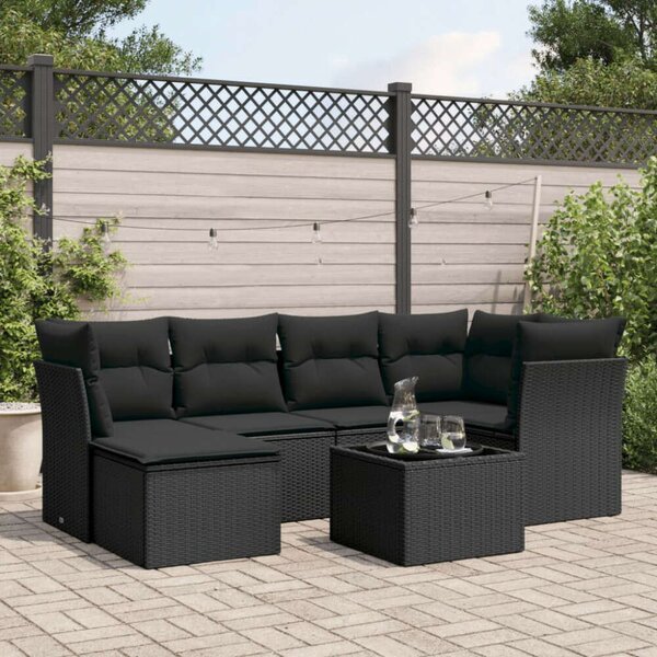 VidaXL Polyrattan Kerti Ülőgarnitúra - 7 részes - Fekete