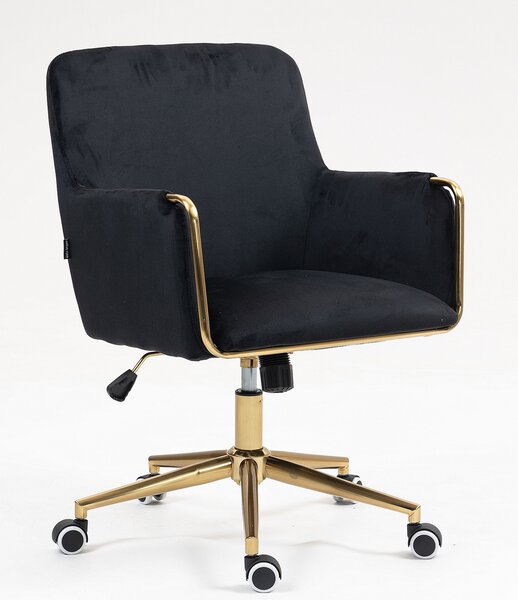 HR4318K Fekete modern velúr szék arany lábbal