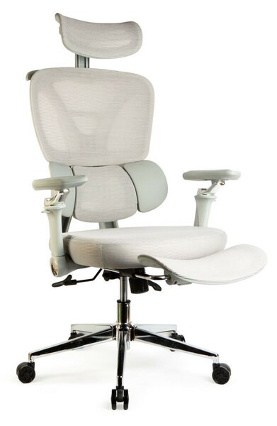 Ergonomikus Irodai Forgószék - Szürke, Állítható Karfával és Lábtartóval