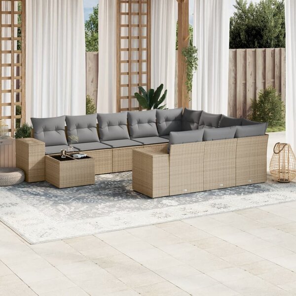 VidaXL Polyrattan Kerti Ülőgarnitúra - 11 részes - Bézs